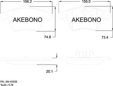 Akebono AN-4555K - Гальмівні колодки, дискові гальма avtolavka.club