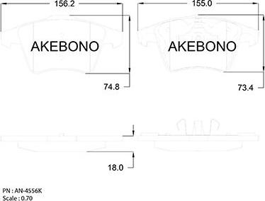 Akebono AN-4556K - Гальмівні колодки, дискові гальма avtolavka.club