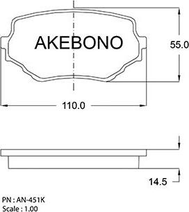 Akebono AN-451K - Гальмівні колодки, дискові гальма avtolavka.club