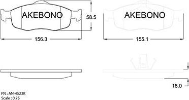 Akebono AN-4523K - Гальмівні колодки, дискові гальма avtolavka.club