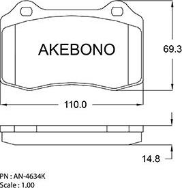Akebono AN-4634KE - Гальмівні колодки, дискові гальма avtolavka.club