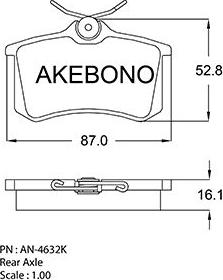 Akebono AN-4632K - Гальмівні колодки, дискові гальма avtolavka.club