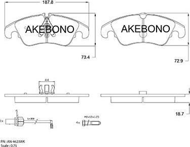 Akebono AN-4623WK - Гальмівні колодки, дискові гальма avtolavka.club