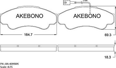 Akebono AN-4099WKE - Гальмівні колодки, дискові гальма avtolavka.club
