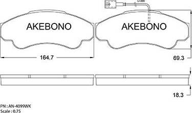 Akebono AN-4099WK - Гальмівні колодки, дискові гальма avtolavka.club
