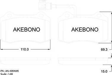 Akebono AN-4094WK - Гальмівні колодки, дискові гальма avtolavka.club