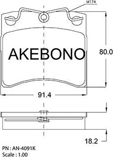 Akebono AN-4091KE - Гальмівні колодки, дискові гальма avtolavka.club