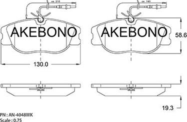 Akebono AN-4048WK - Гальмівні колодки, дискові гальма avtolavka.club