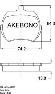 Akebono AN-4047KE - Гальмівні колодки, дискові гальма avtolavka.club