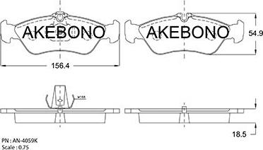 Akebono AN-4059KE - Гальмівні колодки, дискові гальма avtolavka.club