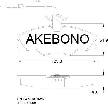 Akebono AN-4058WKE - Гальмівні колодки, дискові гальма avtolavka.club