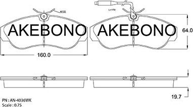 Akebono AN-4063WKE - Гальмівні колодки, дискові гальма avtolavka.club