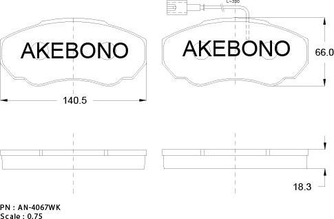 Akebono AN-4067WKE - Гальмівні колодки, дискові гальма avtolavka.club
