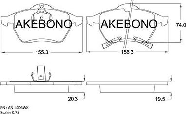 Akebono AN-4006WKE - Гальмівні колодки, дискові гальма avtolavka.club