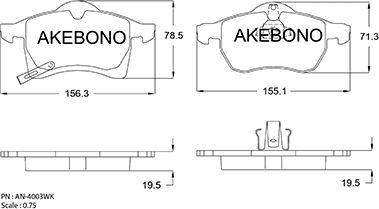 Akebono AN-4003WK - Гальмівні колодки, дискові гальма avtolavka.club