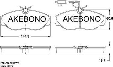 Akebono AN-4016WK - Гальмівні колодки, дискові гальма avtolavka.club