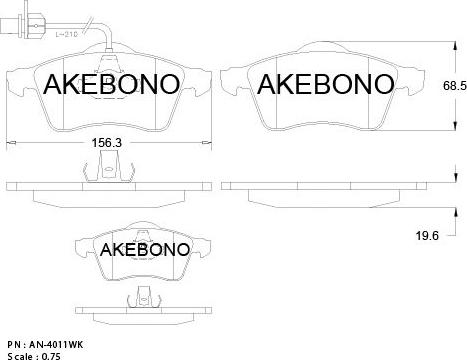 Akebono AN-4011WKE - Гальмівні колодки, дискові гальма avtolavka.club