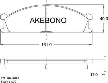 Akebono AN-401K - Гальмівні колодки, дискові гальма avtolavka.club