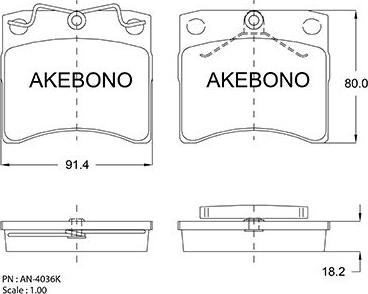 Akebono AN-4036KE - Гальмівні колодки, дискові гальма avtolavka.club