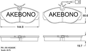 Akebono AN-4026WKE - Гальмівні колодки, дискові гальма avtolavka.club