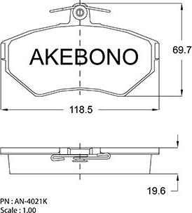 Akebono AN-4021K - Гальмівні колодки, дискові гальма avtolavka.club