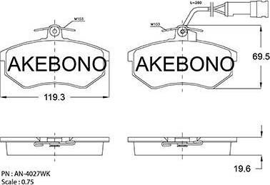 Akebono AN-4027WK - Гальмівні колодки, дискові гальма avtolavka.club