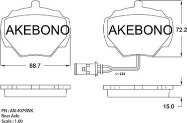 Akebono AN-4079WKE - Гальмівні колодки, дискові гальма avtolavka.club