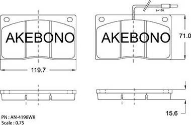 Akebono AN-4198WK - Гальмівні колодки, дискові гальма avtolavka.club