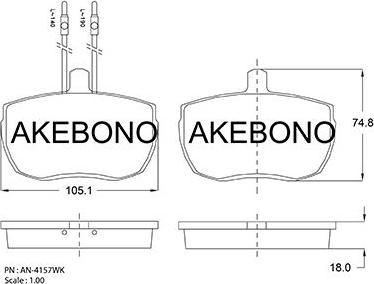 Akebono AN-4157WKE - Гальмівні колодки, дискові гальма avtolavka.club