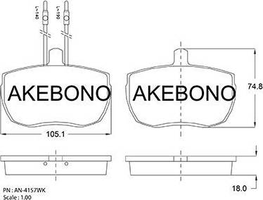 Akebono AN-4157WK - Гальмівні колодки, дискові гальма avtolavka.club