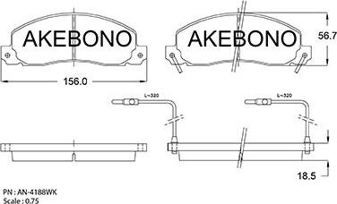 Akebono AN-4188WKE - Гальмівні колодки, дискові гальма avtolavka.club