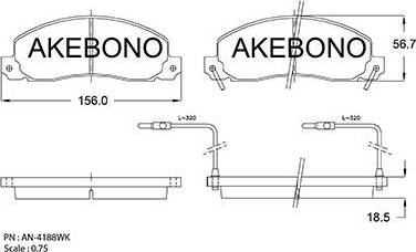 Akebono AN-4188WK - Гальмівні колодки, дискові гальма avtolavka.club