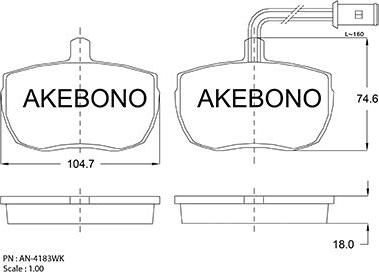 Akebono AN-4183WKE - Гальмівні колодки, дискові гальма avtolavka.club