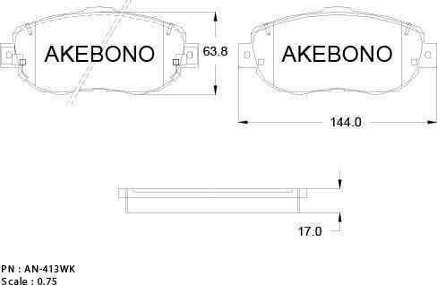 Akebono AN-413WKE - Гальмівні колодки, дискові гальма avtolavka.club