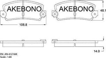 Akebono AN-4121WK - Гальмівні колодки, дискові гальма avtolavka.club