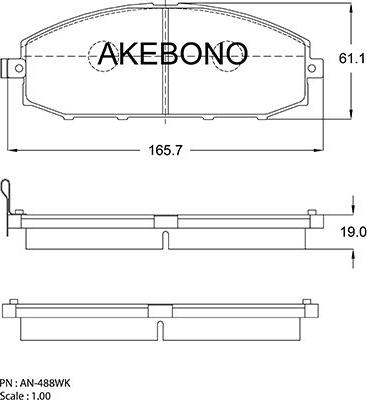 Akebono AN-488WK - Гальмівні колодки, дискові гальма avtolavka.club