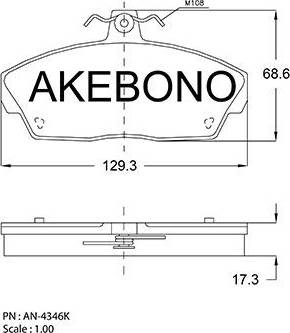 Akebono AN-4346K - Гальмівні колодки, дискові гальма avtolavka.club