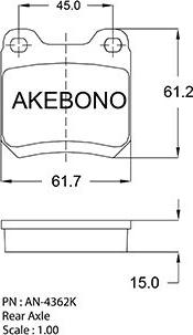 Akebono AN-4362K - Гальмівні колодки, дискові гальма avtolavka.club