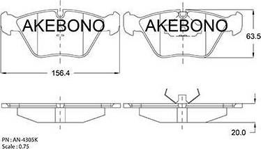 Akebono AN-4305K - Гальмівні колодки, дискові гальма avtolavka.club