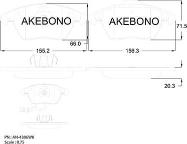 Akebono AN-4306WKE - Гальмівні колодки, дискові гальма avtolavka.club
