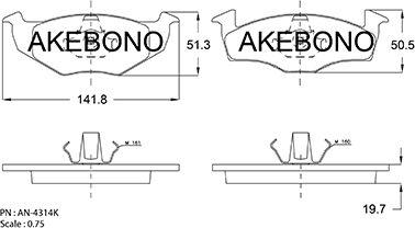 Akebono AN-4314KE - Гальмівні колодки, дискові гальма avtolavka.club