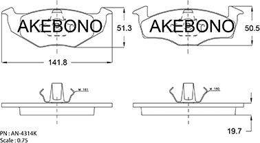 Akebono AN-4314K - Гальмівні колодки, дискові гальма avtolavka.club