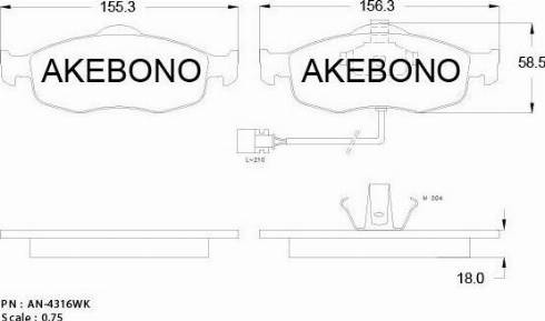 Akebono AN-4316WK - Гальмівні колодки, дискові гальма avtolavka.club