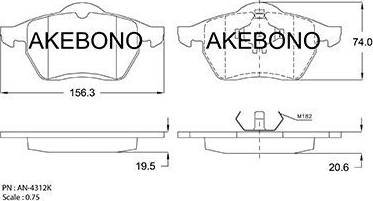 Akebono AN-4312K - Гальмівні колодки, дискові гальма avtolavka.club