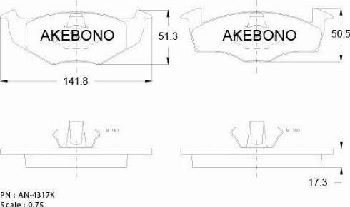 Akebono AN-4317KE - Гальмівні колодки, дискові гальма avtolavka.club