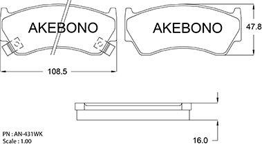 Akebono AN-431WK - Гальмівні колодки, дискові гальма avtolavka.club