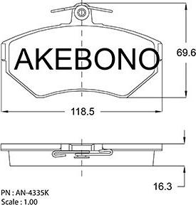 Akebono AN-4335KE - Гальмівні колодки, дискові гальма avtolavka.club