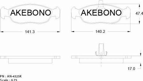 Akebono AN-4325KE - Гальмівні колодки, дискові гальма avtolavka.club
