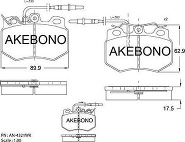 Akebono AN-4321WK - Гальмівні колодки, дискові гальма avtolavka.club