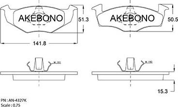 Akebono AN-4327K - Гальмівні колодки, дискові гальма avtolavka.club